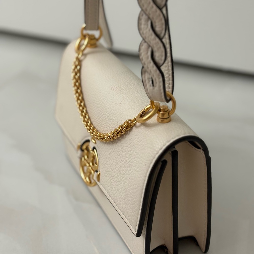 Tory Burch Cream Crossbody Bag with Gold Chain